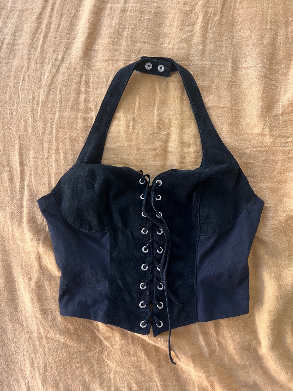 Wilsons Leather Vintage Suede Lace-Up Corset Halter Top